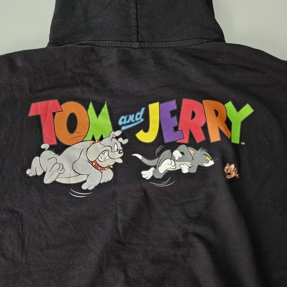 Tom And Jerry Mens Graphic Black  Distressed Pullover Hoodie - Picture 5 of 8